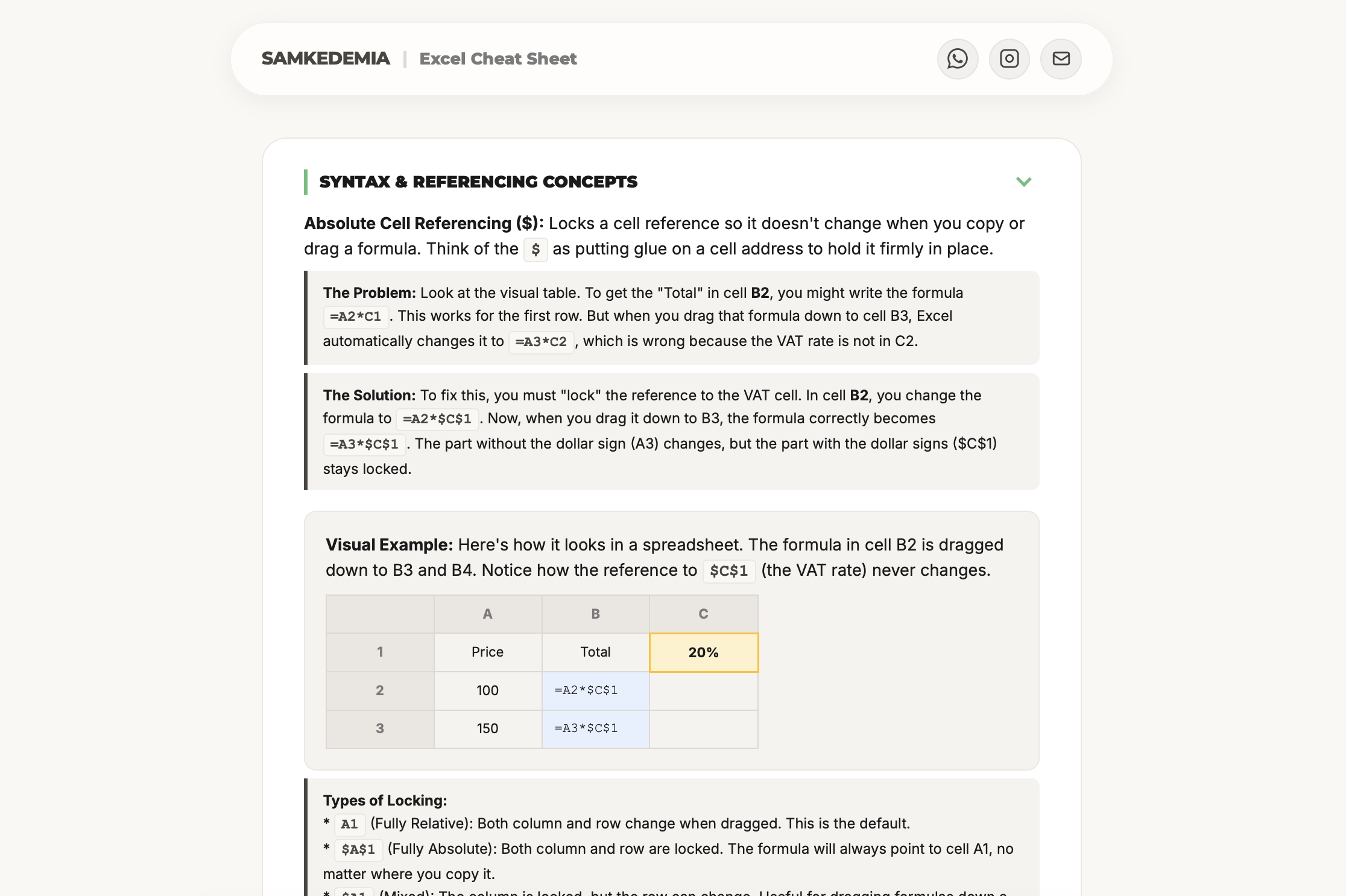 Excel Cheat Sheet